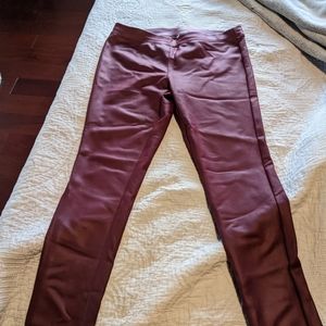 Express burgundy scuba faux leather leggings